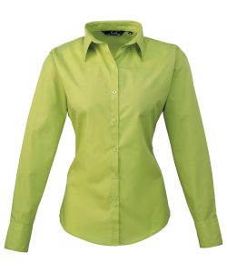 Women's Long Sleeve Poplin Shirt-pr300_lime