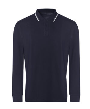 Men's Long Sleeve Tipped Polo Shirt - navy polo