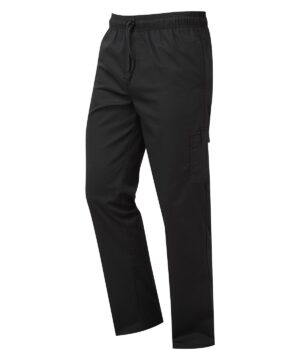 Chef's Essential Cargo Pocket Trousers with drawcord waist and tear-release mobile-friendly leg pockets, designed for professional kitchen use.