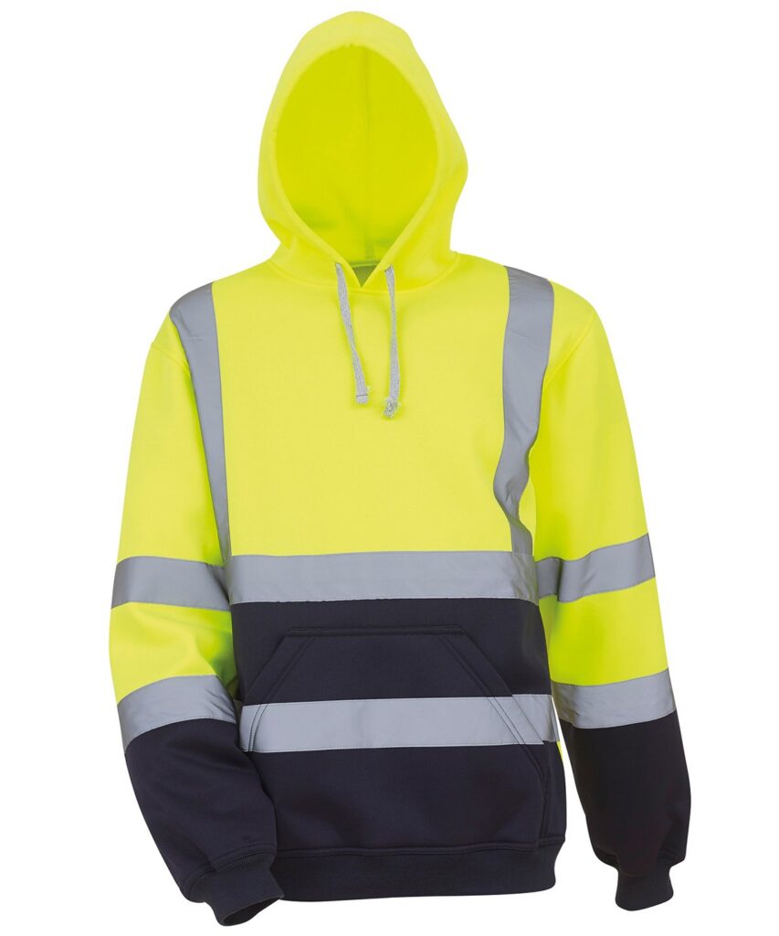 Hi-Vis Pull-Over Hoodie-water repellent hoodie yellow/navy