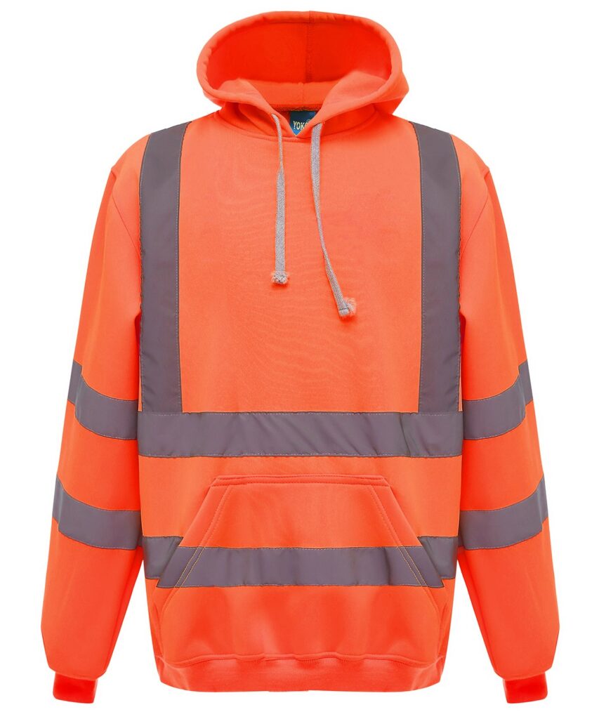 Hi-Vis Pull-Over Hoodie-water-repellent hoodie-orange
