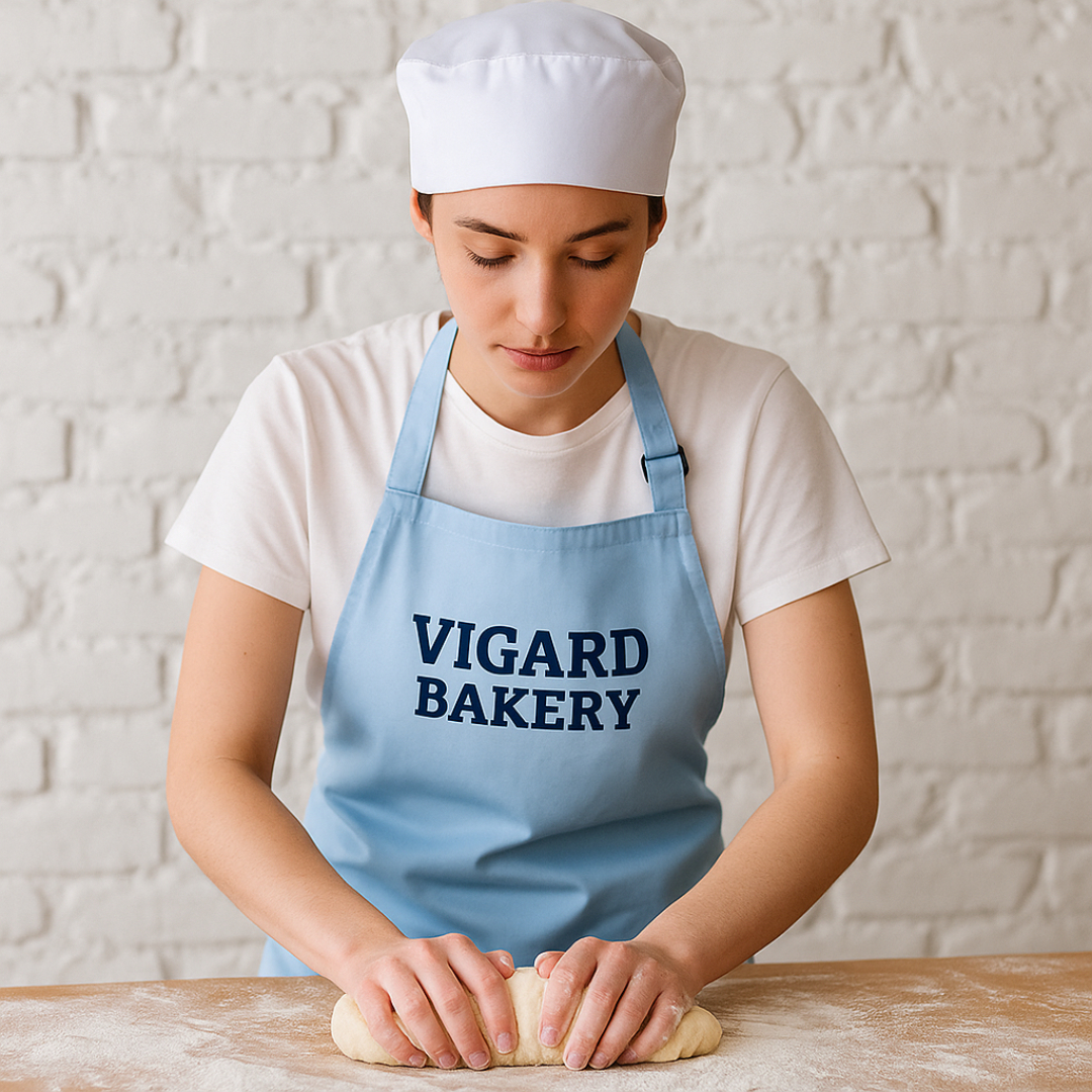 personalised aprons -long bib apron sky blue by united workwear