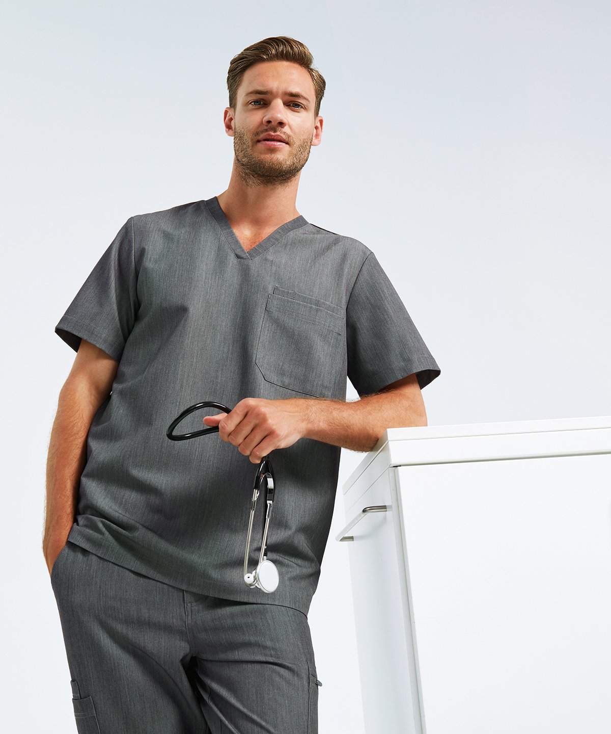 men’s short sleeve scrub tunic - green