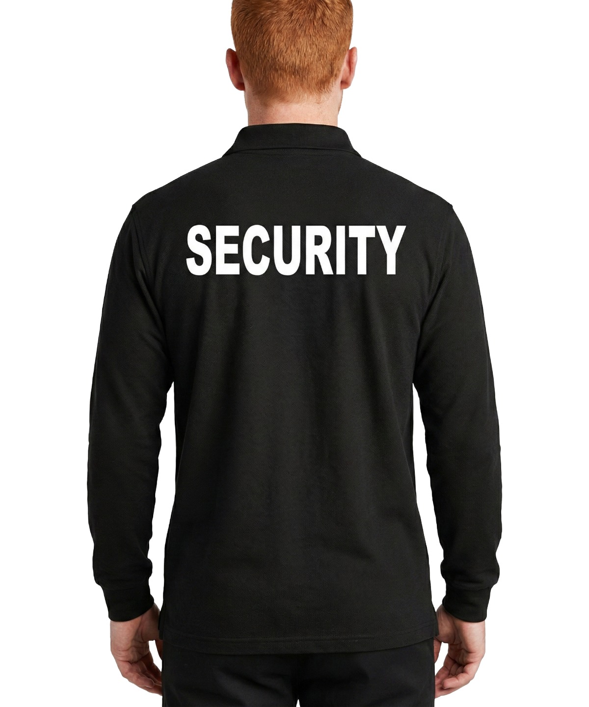 Men's long sleeve polo shirt-black back