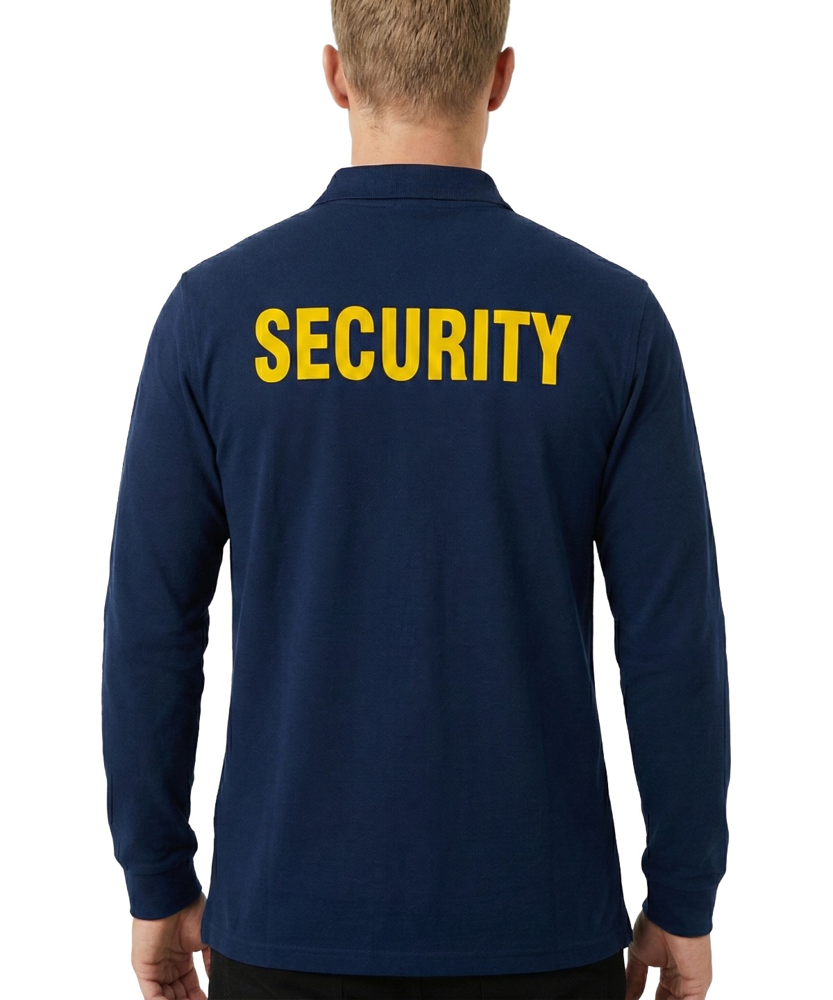 men's long sleeve security polo shirt-navy-back